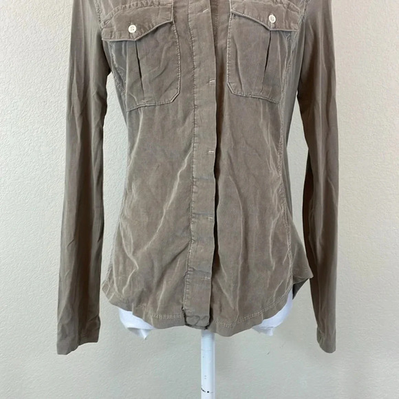 James Perse brown/tan corduroy button down shirt size 2 - Picture 3 of 7